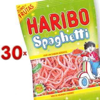 Haribo Spaghetti Fresa Pica Sachet 24 x 80g Packung (saure Fruchtgummischnüre mit Erdbeergeschmack)