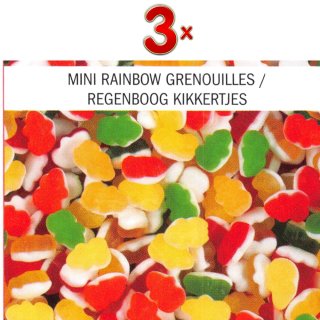 Haribo Mini Rainbow Grenouilles 1 x 3kg Packung (Fruchtgummifrösche mit Schaumzuckerboden)