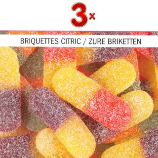 Lutti Briquettes Citric 1 x 3kg Packung (saure Fruchtgummi-Brikettes)