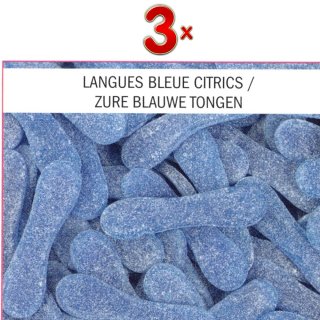 Astra Langues bleues citrics 1 x 3kg Packung (saure, blaue Fruchtgummi-Zungen)