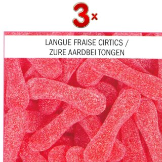Astra Langues Fraises Citrics 1 x 3kg Packung (saure, Erdbeer-Fruchtgummi-Zungen)