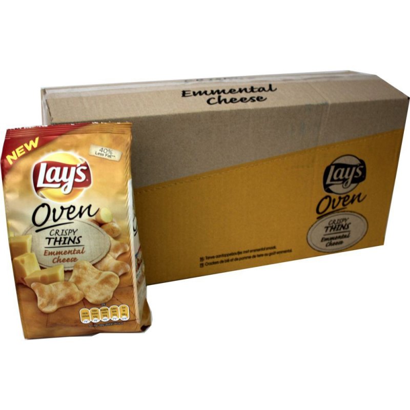 Lays Ofen Chips Crispy Thins Emmentaler Käse 10 x 90g Karton (Emmenta