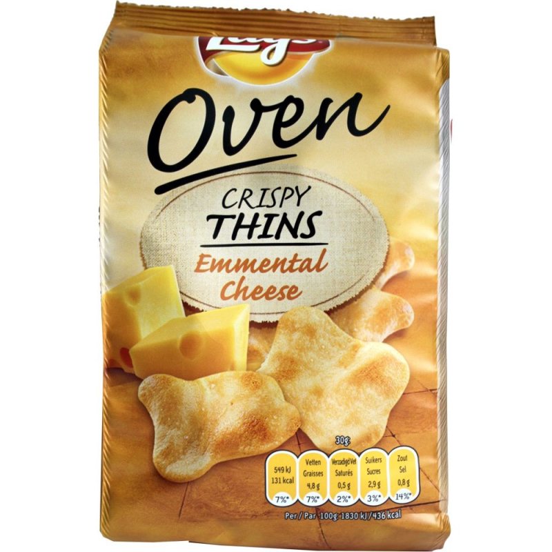 Lays Ofen Chips Crispy Thins Emmentaler Käse 10 x 90g Karton (Emmenta