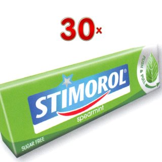 Stimorol Spearmint Single 30 x 14g Packung (Kaugummi grüne Minze)