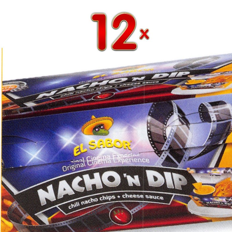 El Sabor Nacho&amp;#39;N Dip Cheese Chips &amp; Cheese-Sauce 12 x 175g Packun