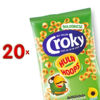 Croky Hula Hoops Bolognese 20 x 75g Tüte (Chips-Ringe mit Bolognese-Geschmack)