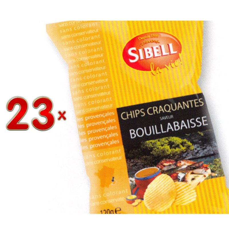 Sibell Chips Bouillabaisse 23 x 120g Packung (Chips mit dem Geschmack