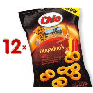 Chio Dugadoos BBQ 12 x 125g Packung (knusprig-luftige Chips-Ringe mit BBQ-Geschmack)