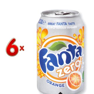 Fanta Zero Orange 4 x 6 x 330 ml Dose (Fanta Orange ohne Zucker)