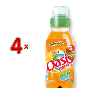 Oasis Pocket Tropical PET 6 x 4 x 250 ml Flasche (Limonade mit dem Geschmack tropischer Früchte)