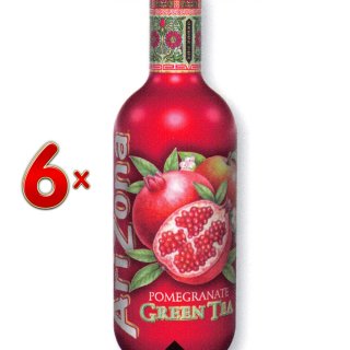 Arizona Pomegranate Green Tea PET 6 x 1,5 l Flasche (Grüntee mit Granatapfelgeschmack)