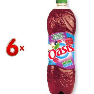 Oasis Pomme Cassis Framboise 6 x 2l Flasche (Limonade mit dem Geschmack von Äpfel, schwarzen Johannisbeeren und Himbeeren)