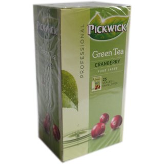 Pickwick Professional Teebeutel Green Tea Cranberry 25 Beutel á 1,5g Vakuumverpackt (grüner Tee mit Cranberry)