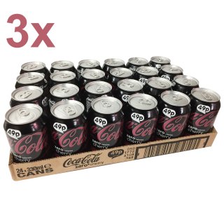 Coca Cola Zero Cherry 72x0,33l Cans XXL-Pack (Coke Zero Cherry)