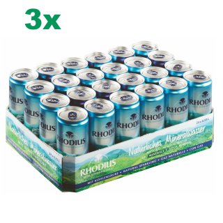 Rhodius Mineralwasser mit Kohlensäure XXL Paket (72x0,33l Dosen)