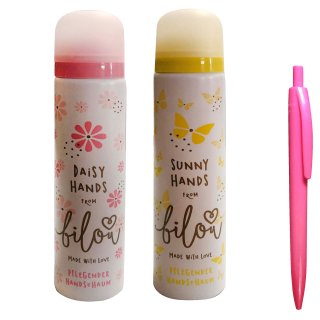 bilou Handschaum TESTPAKET Daisy Hands & Sunny Hands mit usy Pink Pencil (2x 75ml)
