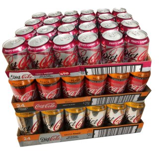 Coca Cola Neuheiten TESTPAKET 72x0,33l Dosen (je 24x Cola Zero Peach, Diet Coke Exotic Mango, Diet Coke Feisty Cherry)