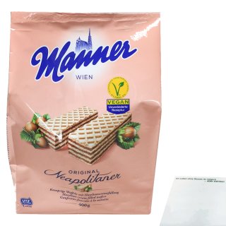 Manner Original Neapolitaner Haselnuss Schnitten (400g Beutel) + usy Block