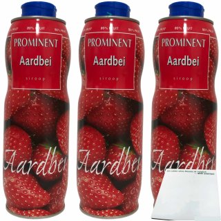 Prominent Siroop Aardbei Getränke-Sirup Erdbeere 3er Pack (3x750ml Dose) + usy Block