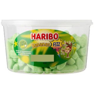 Haribo Bananas Fizz 150 Stck. Runddose IMPORT (grüne Schaumzucker Bananen)