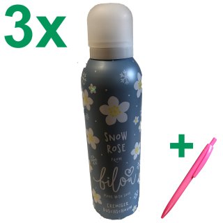 bilou Duschschaum Snow Rose 3er Set mit usy Pink Pencil (3x200 ml Flasche)