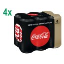 Coca Cola Zero Caffeine Free 4 Pack á 6x0,25l Dose eingeschweißt IMPORT (24 Dosen Cola Zero koffeinfrei)