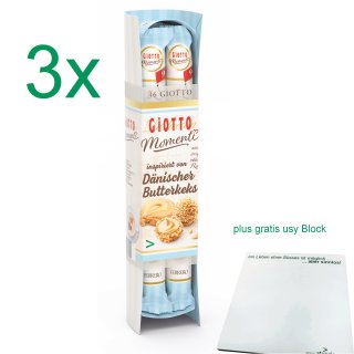 GIOTTO Dänischer Butterkeks Office Pack mit usy Block (3x154,8g Packung)