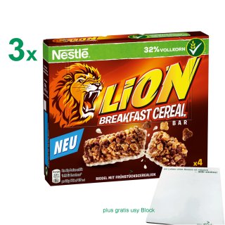 Nestle Lion Breakfast Cereal Bar Office Pack (3er Pack) plus gratis usy Block