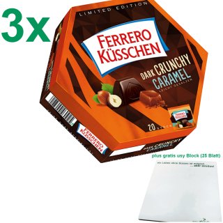 Ferrero Küsschen Dark Crunchy Caramel 3er Pack mit usy Block (3x182g)