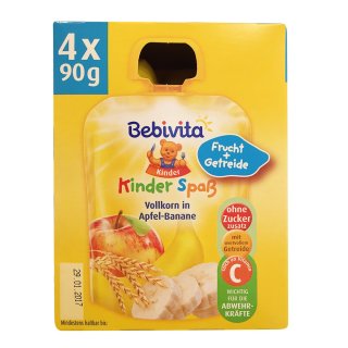 Bebivita Kinderspass Vollkorn in Apfel-Banane (4x90g Quetschbeutel)