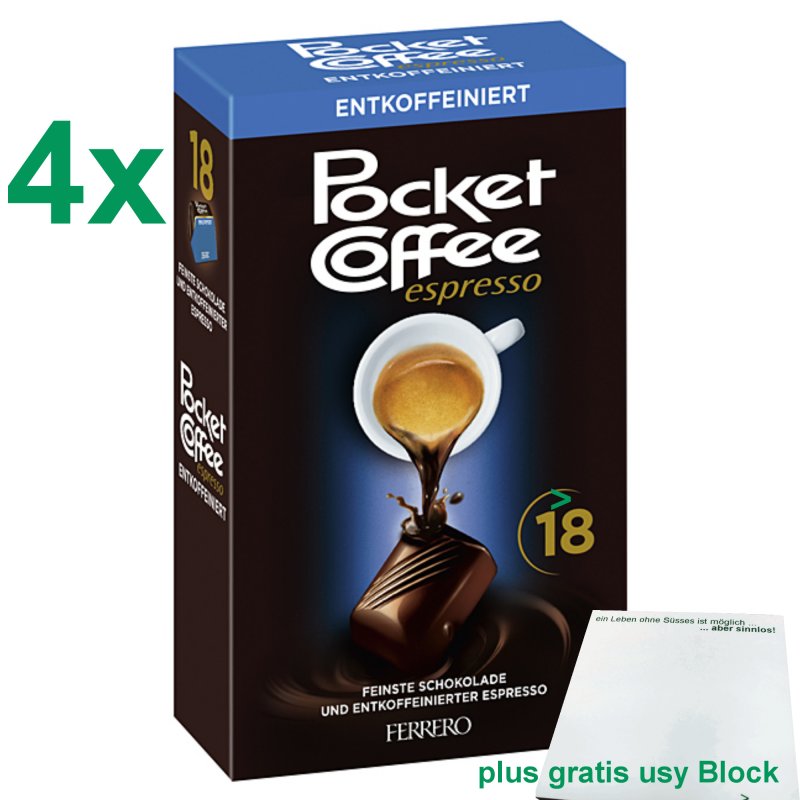 Ferrero Pocket Coffee Espresso ENTKOFFEINIERT 4er Pack