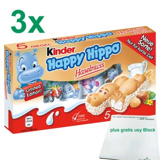 Ferrero Kinder Happy Hippo Haselnuss Officepack (3x5 Riegel) inklusive usy Block