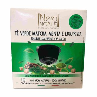 Nero Nobile grüner Tee Matcha Minze Lakritz passend für Nescafe Dolce Gusto (16x16g Kapseln)