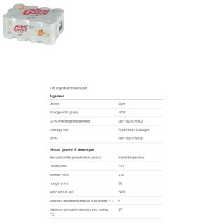 First Choice Cola Light (48x150ml Dose)