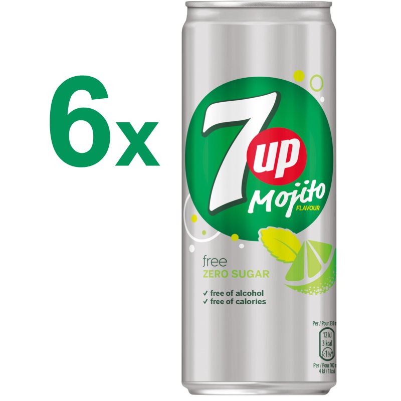 7up Mojito free ZERO SUGAR (6x0,33l Slim) alkoholfrei