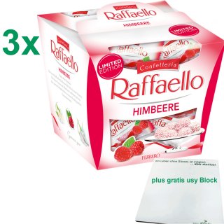 Ferrero Raffaello Himbeere limited Edition 3er Pack (3x150g Box) plus usy Block