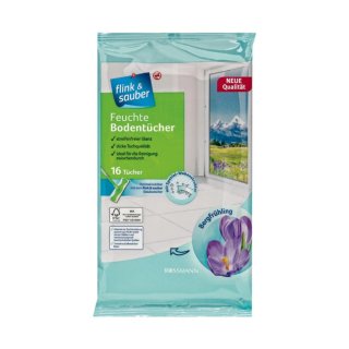 flink & sauber Feuchte Bodentücher Bergfrühling (16 Stück Beutel)