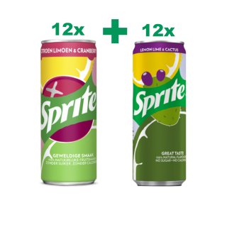Sprite refresh 12xCranberry und 12xCactus ohne Zucker (24x0,25l Dosen Pack)