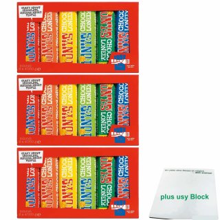 Tonys Chocolonely Testpaket Geschenkset 3er Pack (3x6 Sorten) plus usy Block