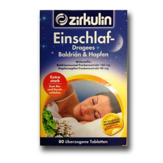 Zirkulin Einschlaf Dragees Baldrian & Hopfen Extra Stark (80 Tabletten)