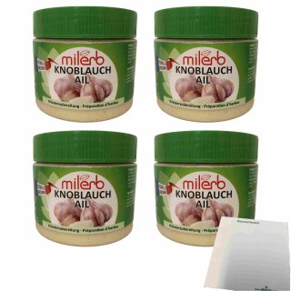 Milerb Knoblauch Kräuterzubereitung 4er Pack (4x350g Dose) + usy Block