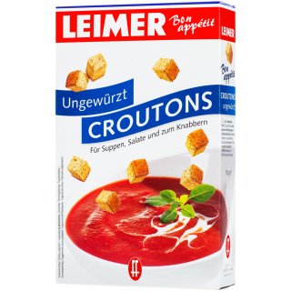 Leimer Croutons Natur ungewürzt für Suppen Salat und zum Knabbern (100g Packung)