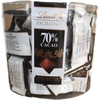 Lindt Excellence 70% Edelbitter Mini Täfelchen (385g Runddose)