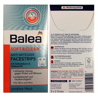 Balea Soft & Clear Anti-Mitesser Facestrips mit Salizylsäure & Teebaumöl (3 x 2 Strips)