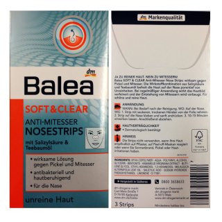 Balea Soft & Clear Anti-Mitesser Nosestrips mit Salizsäure & Teebaumöl (3 Stripes)