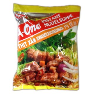 A-One Instant Nudelsuppe mit Schweinefleischgeschmack (85g Packung)