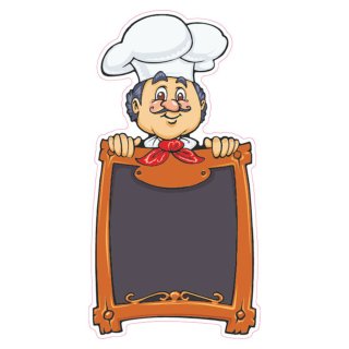 Kundenstopper aus Acryl: Koch und beschreibbarem Feld (15cmx13cm)