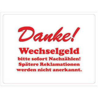 Wechselgeldschale Acryl 20x15cm Höhe:ca.5mm Motiv:Danke Wechselgeld