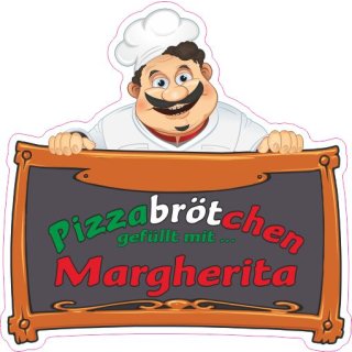 Koch02 Stopper m beschriftbares Feld Pizzabrötchen Margherita  [Acryl 15  x 15cm x 3mm]