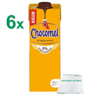 Chocomel Kakao 0% Zucker hinzugefügt 6er Pack (6x1 Liter) plus usy Block